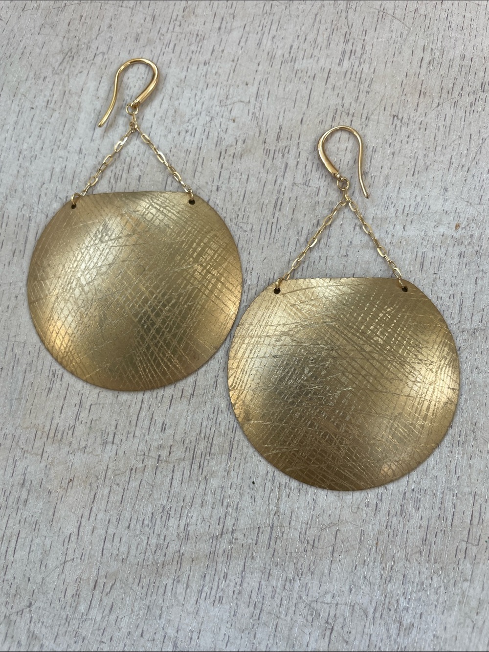 Anthropologie Hammered Disc Drop Earrings